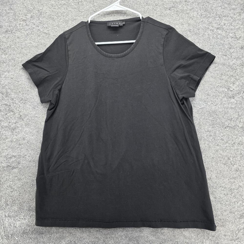 HATCH Shirt Womens 2 Black Cotton Maternity Crewneck Short Sleeve Made in Peru